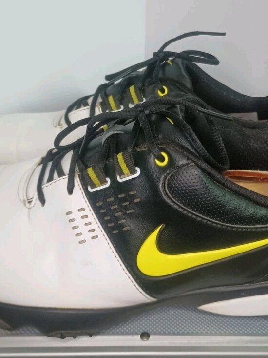 Nike Air Rival III 3 Golf Shoes Size 11.5 White Black Yellow Spiked Pre-owned main image 4